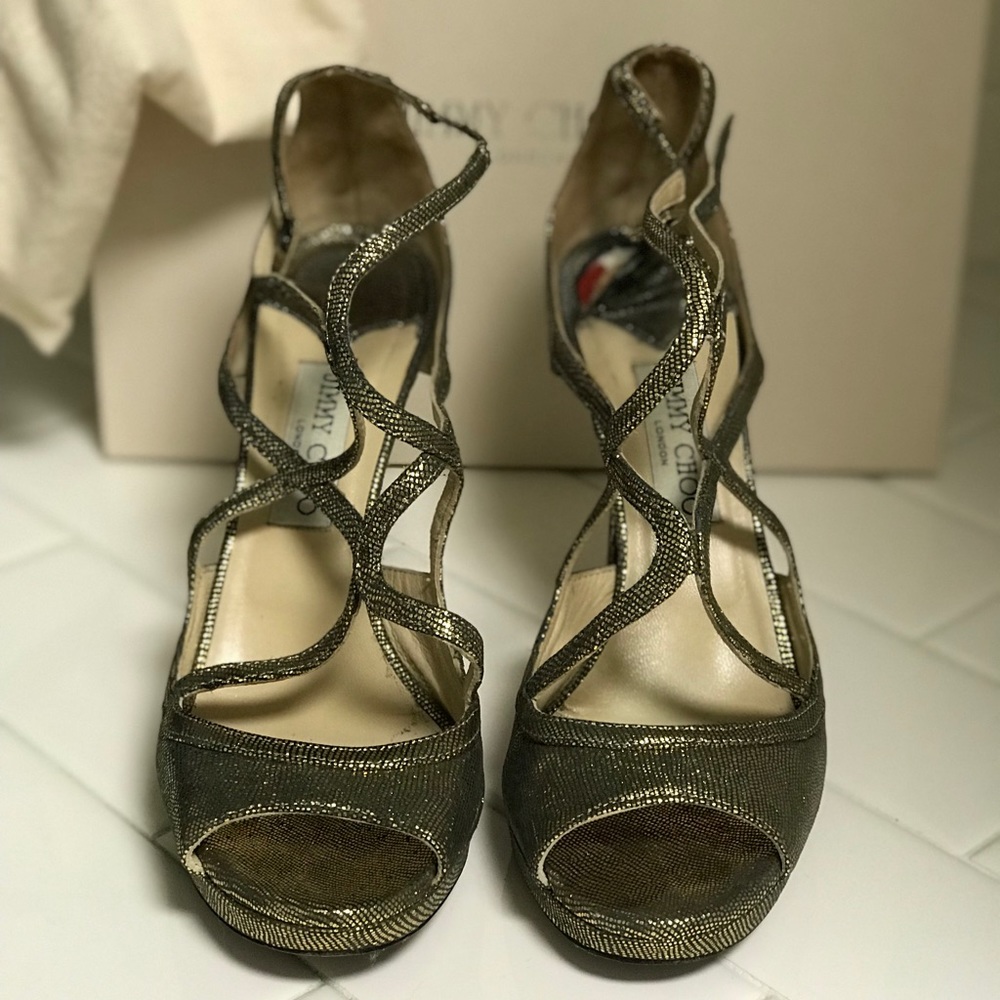 Jimmy Choo Metallic Lizard Print Heel